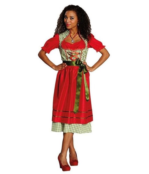 Dirndl kjole, rød og grøn Dirndl kjole, rød og grøn