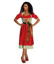 Dirndl kjole, rød og grøn