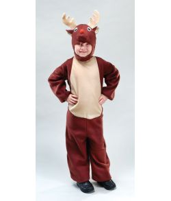Rensdyr kostume med jumpsuit og hoved til småbørn.
