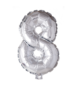 8 år Folie tal ballon sølv 41 cm