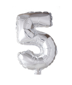 5 år Folie tal ballon sølv