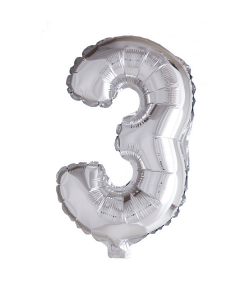 3 år folie tal ballon sølv 41 cm 