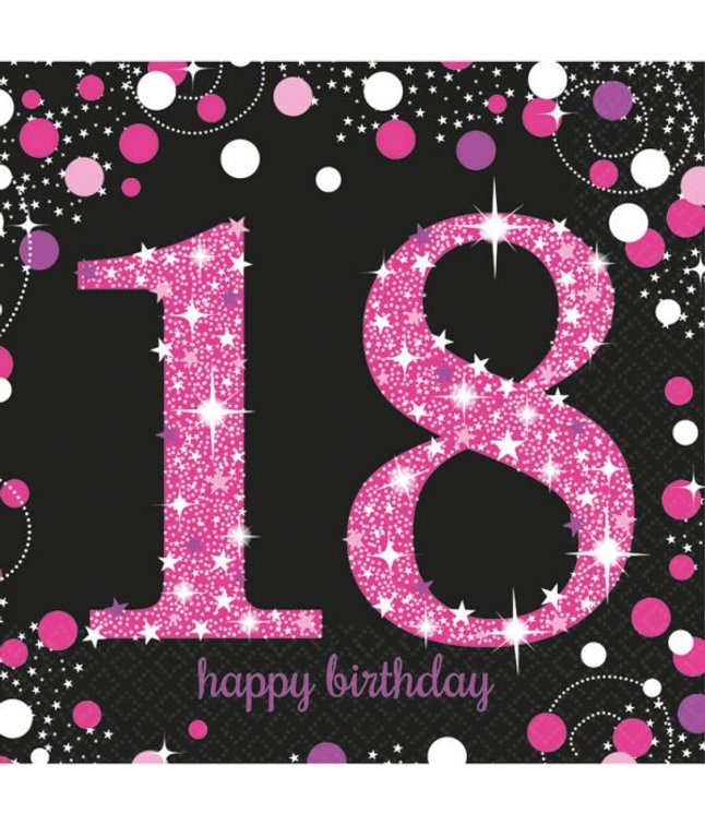 Flotte pink servietter til 18 års fødselsdag.