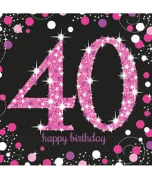 Flotte pink servietter til 40 års fødselsdag.