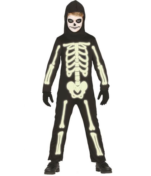 Selvlysende skelet kostume til drenge.
