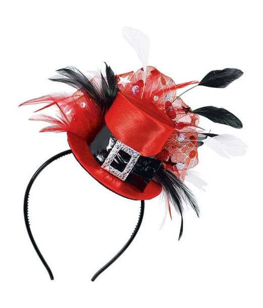 Mini tophat på hårbøjle, rød Mini tophat på hårbøjle, rød