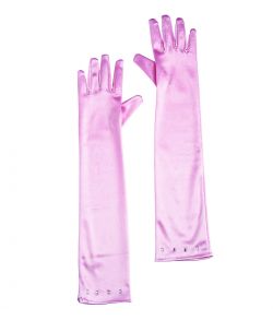 Lange lyserøde handsker til børn.