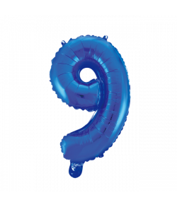 Folie tal ballon 9 blå, 41 cm.