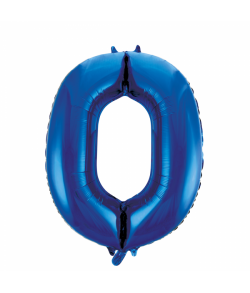 Folie tal ballon 0 blå, 86 cm.