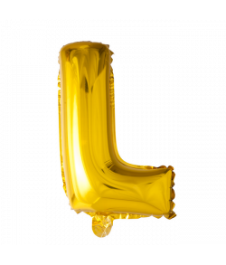 Guld folie bogstav ballon med bogstavet L.