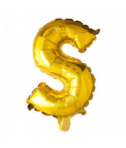 Guld folie ballon med bogstavet S.