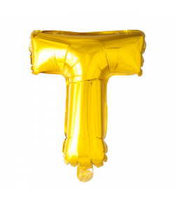 Guld folie bogstav ballon med bogstavet T.