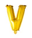 Guld folie bogstav ballon med bogstavet V.
