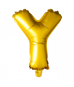 Guld folie bogstav ballon med bogstavet Y.