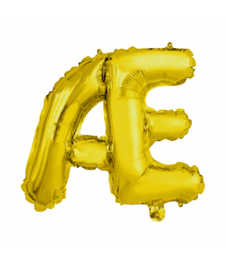 Guld folie bogstav ballon med bogstavet Æ.