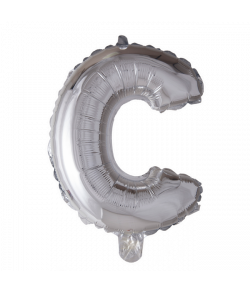 Sølv folie ballon med bogstavet C.