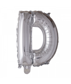 Sølv folie ballon med bogstavet D.