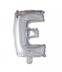 Sølv folie ballon med bogstavet E.