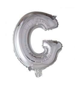 Sølv folie ballon med bogstavet G.