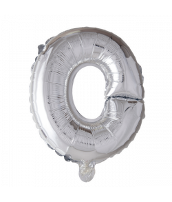 Sølv folie ballon med bogstavet O.