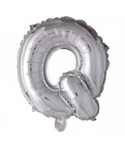 Sølv folie ballon med bogstavet Q.