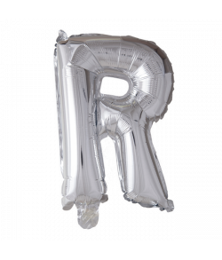 Sølv folie ballon med bogstavet R.