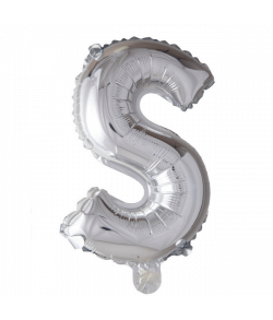Sølv folie ballon med bogstavet S.