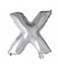 Sølv folie ballon med bogstavet X.
