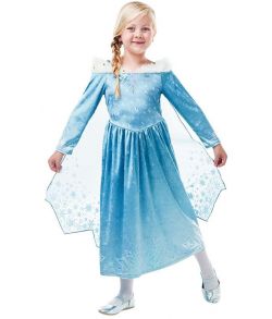Frost Elsa kjole med gennemsigtig kappe.