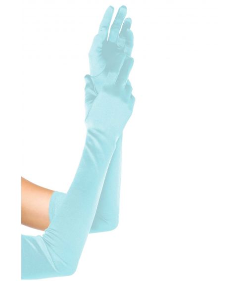 Lange lyseblå handsker til udklædning.