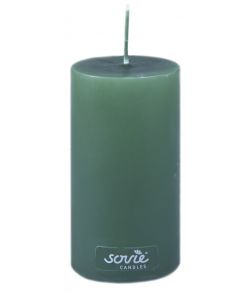 Jægergrønt Sovie bloklys med hvid kerne. 5x10 cm.