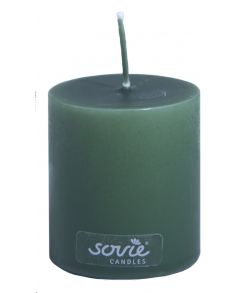 Jægergrønt Sovie bloklys med hvid kerne. 5x6 cm.