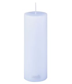 Lyseblåt Sovie bloklys med hvid kerne. 5x15 cm.