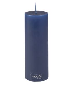 Mørkeblåt Sovie bloklys med hvid kerne. 5x15 cm.