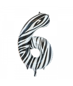 Folie tal ballon 6 zebra, 86 cm.