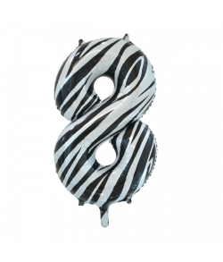 Folie tal ballon 8 zebra, 86 cm.