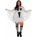 Grå spøgelse kjole med spøgelse print og vinge ærmer.