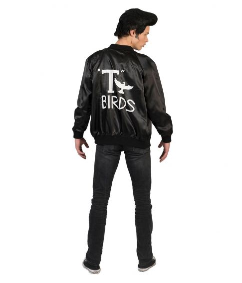 Sort T Bird jakke i soft med tryk til Grease udklædningen.
