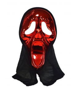 Scream maske i metallic plastik med hætte. 