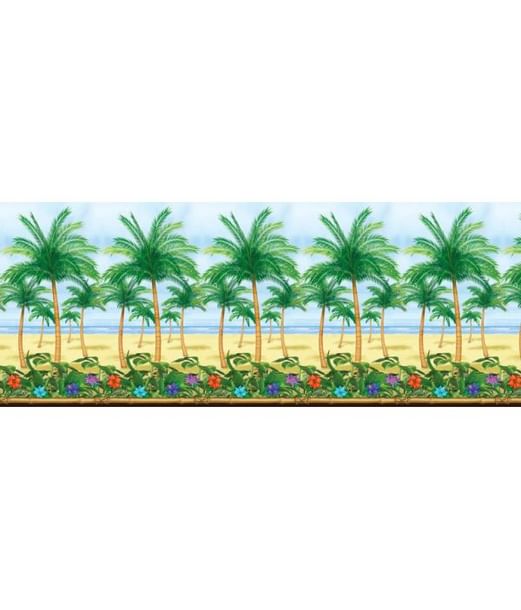Scene setter med palmer, strand og havet i plast folie til Hawaii festen. Scene setter med palmer, strand og havet i plast folie til Hawaii festen.