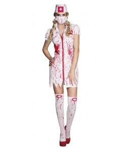 Blodigt sygeplejerske kostume til halloween. 