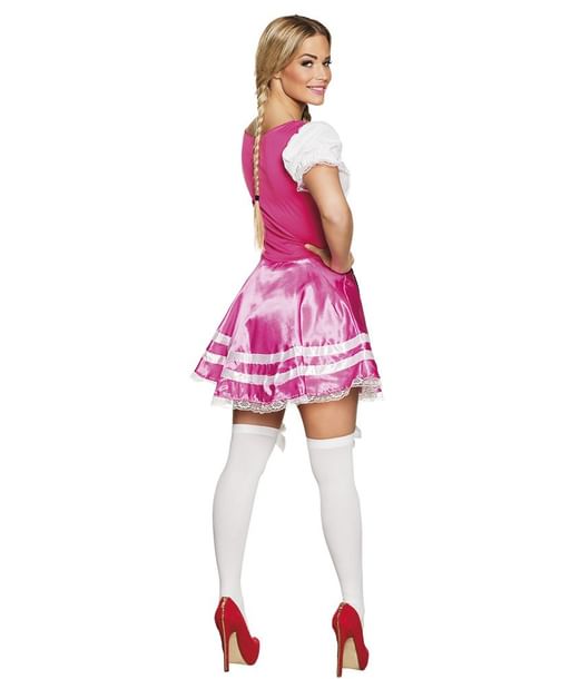 Oktoberfest kjole med forklæde og fastsiddende bluse.