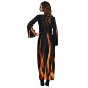 Sort lang kjole med flammer til halloween udklædningen.
