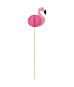 10 stk dekorative flamingo sticks med papirvæv til hawaii festen.
