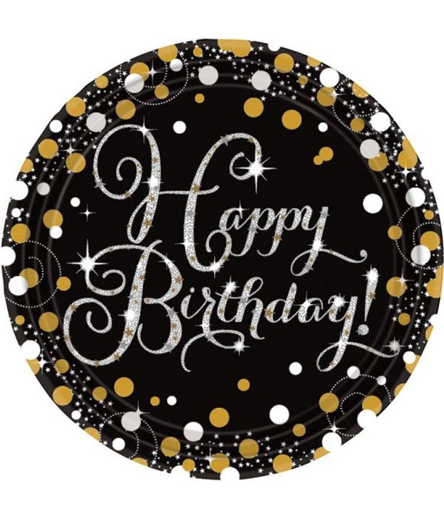 Tallerken Happy Birthday Sparkling