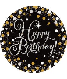 Tallerken Happy Birthday Sparkling