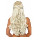 Flot lang blond paryk med fletninger til f.eks. Daenerys Targaryen