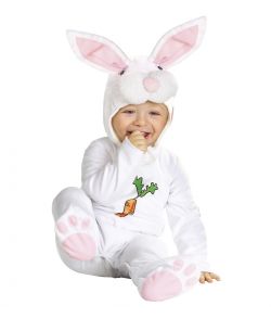 Blødt baby kanin kostume med jumpsuit og hætte.
