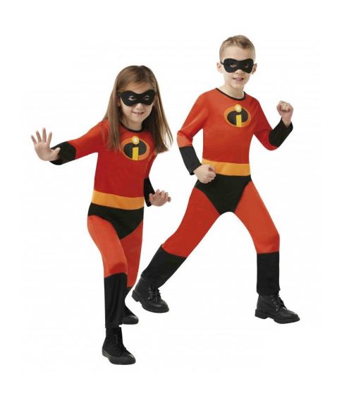 De Utrolige 2 kostume med jumpsuit og halvmaske til piger og drenge.