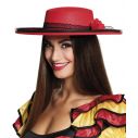 Flot rød spansk hat med sort blondebånd